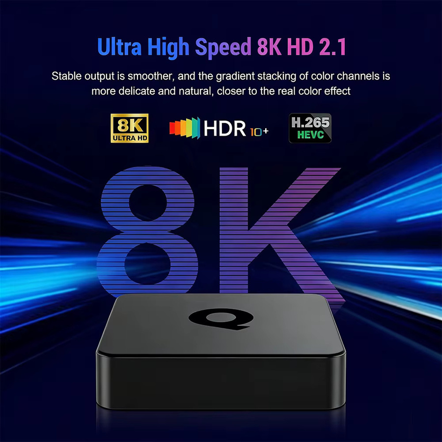 TV Box Q1 Android 16 Smart Media Player mit 8GB RAM und 128GB Speicher, Bluetooth 6.0, Allwinner H313, 8K und 4K Video Unterstützung, Schwarz - Bild 3