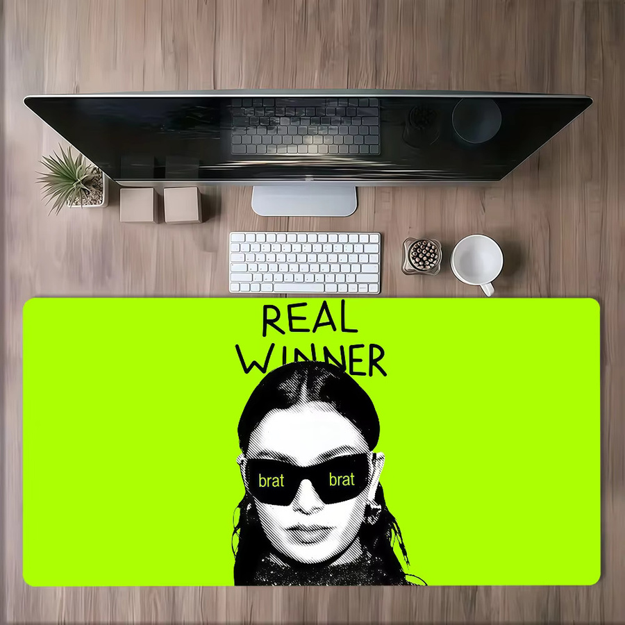 Singer Art Cool C-Charli XCX B-Brat Mauspad in Grün, rutschfestes und verdicktes Desktop-Mauspad mit Lockedge für Gaming und Büro - Bild 2