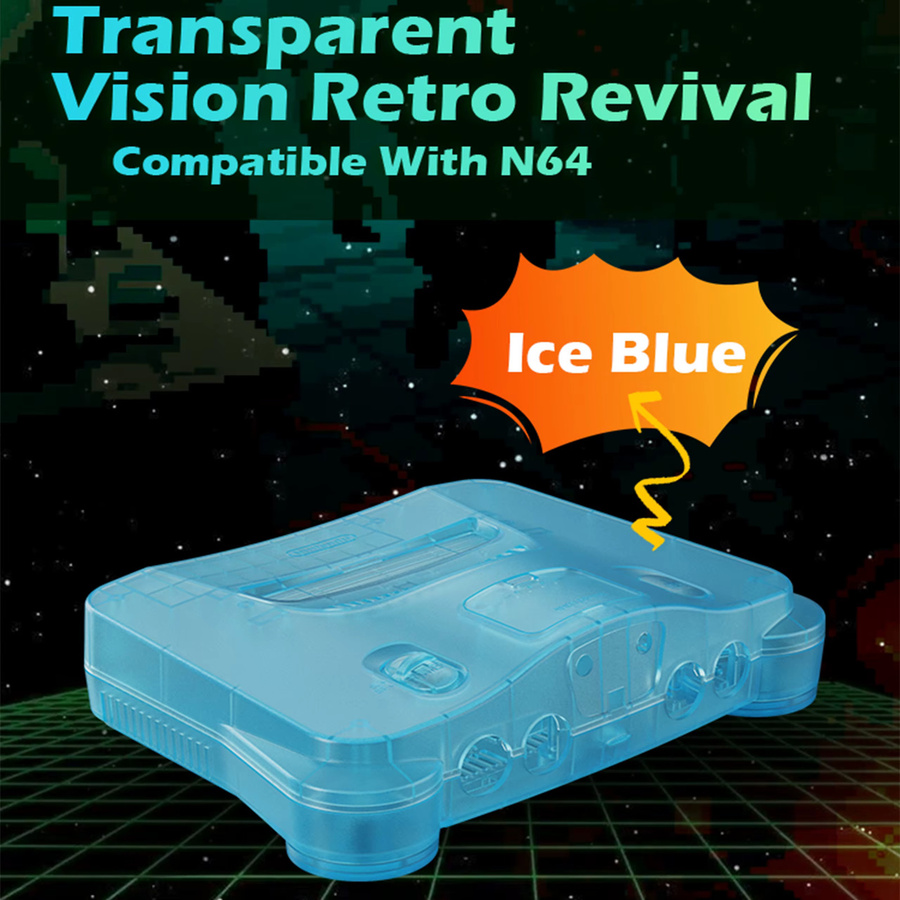 Bitfunx Ice Blue N64 Ersatzschale transparente Hülle als Schutzgehäuse für Nintendo 64 Konsolen in Blau - Bild 2