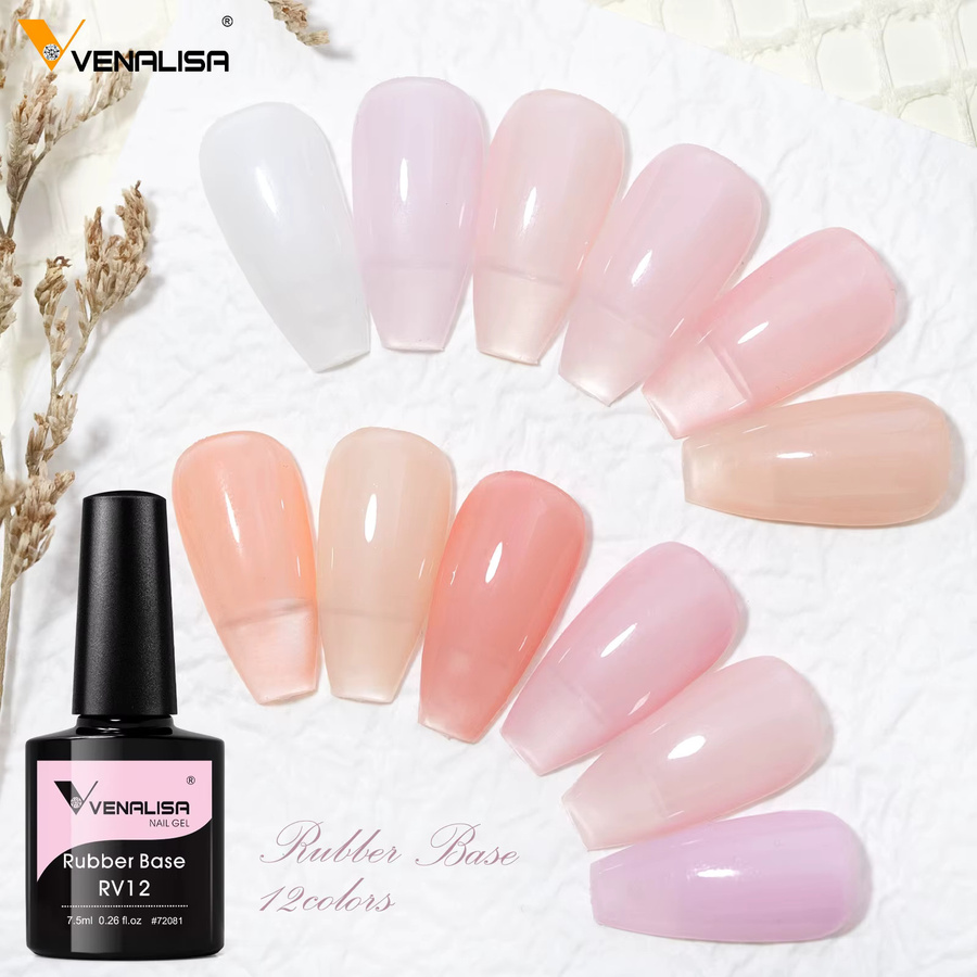 Venalisa Rubber Base Jelly Nagellack, Pink, 7,5 ml - Bild 4