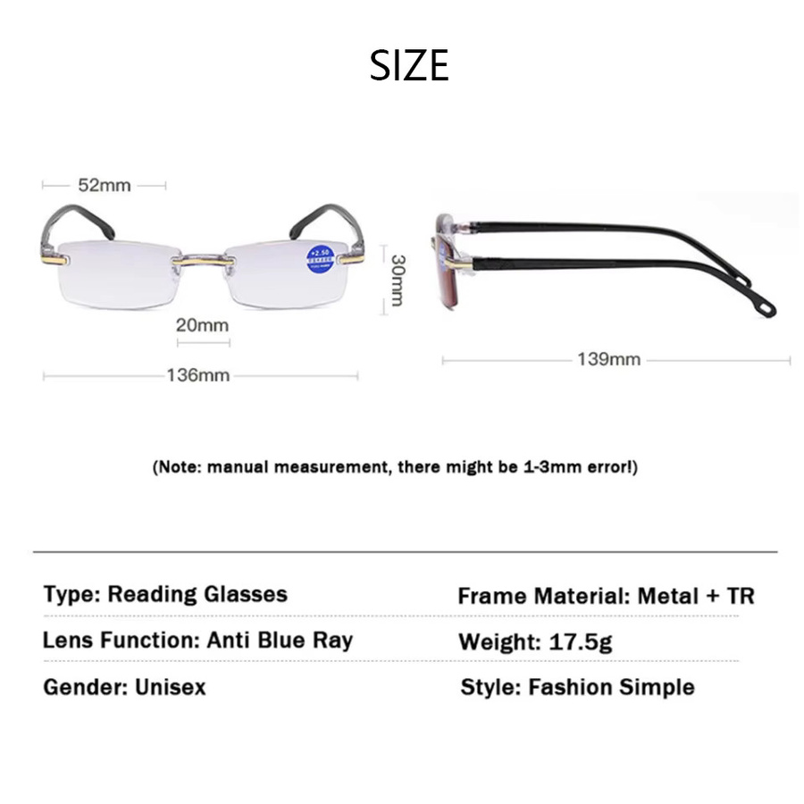 NONOR Lesebrille Männer, randlos, rechteckig, Metall - Bild 2