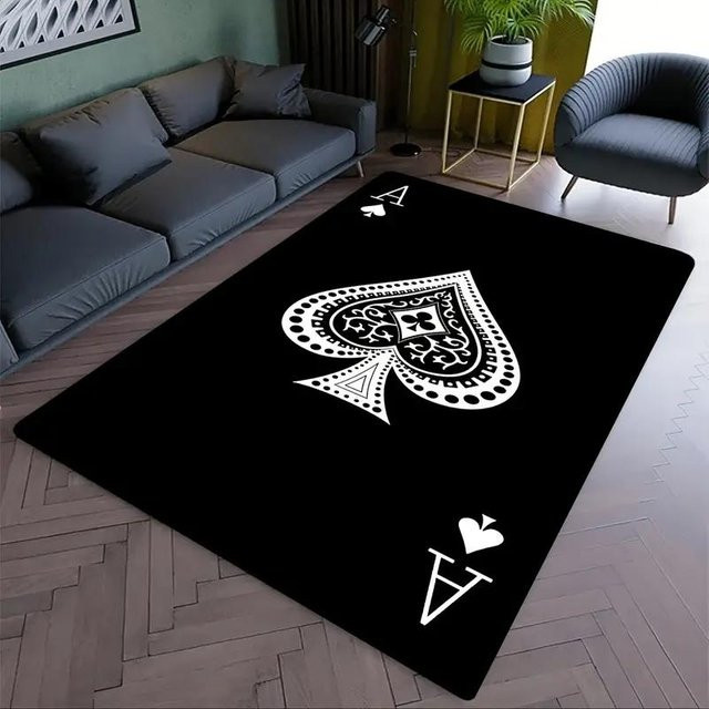 Lodestar Spielkarten Teppich mit Herz-Motiv in Schwarz, Rosa und Grau, B/T: 60 x 40 cm - Bild 1