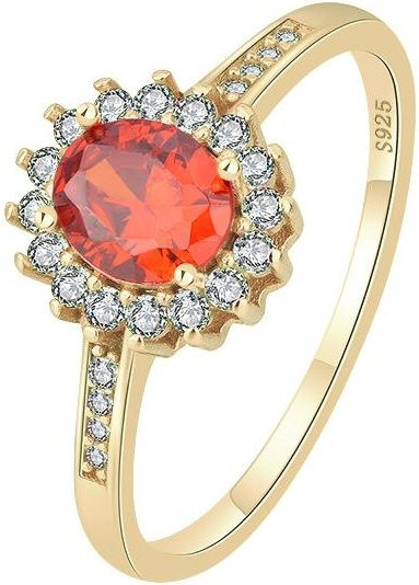 Lucky Star Jewelry Ring 925 Silber, Rubin, Zirkonia, Gold, Damen, Vintage - Bild 1