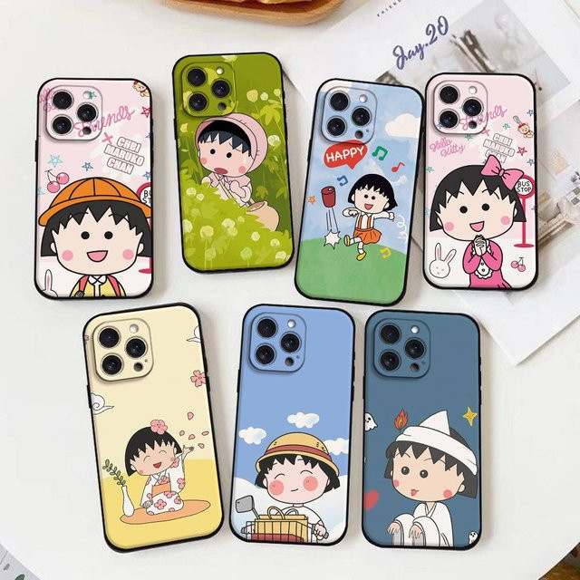 Chibi Maruko Chan Handyhülle für iPhone 11 bis iPhone 17 Pro Max in Schwarz und Multicolour als weiche Schutzhülle - Bild 1
