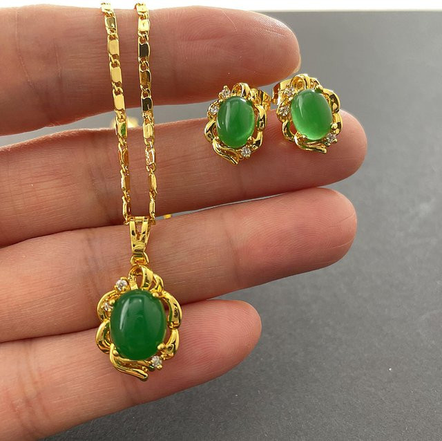 Lucky Star Jewelry Schmuck-Set, Messing vergoldet, Smaragd, Zirkonia, Damen - Bild 1