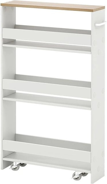 Costway Nischenwagen mit 4 Etagen in Weiß und Beige, Rollwagen für die Küche mit Rollen, B/T/H: 47,5 x 13 x 80,5 cm - Bild 1
