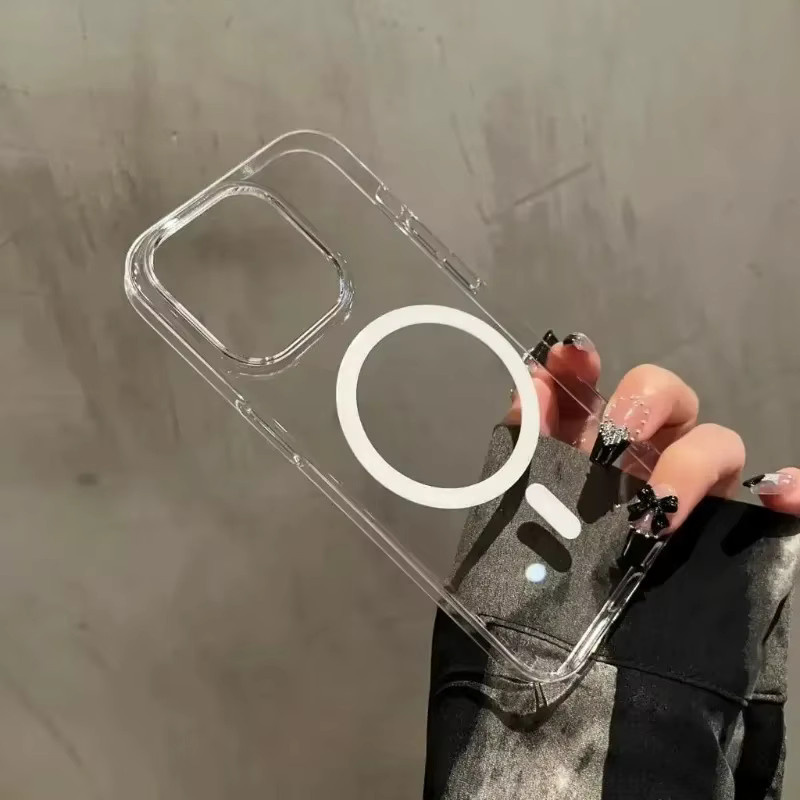 Magnetische Handyhülle für Samsung Galaxy S26 Ultra S25 Plus S24 FE S23 S22 Edge in Transparent/Weiß mit hartem Schutz - Bild 2