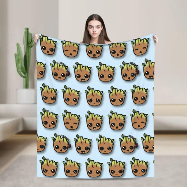 ZX Blanket Guardians of the Galaxy Groot und Rocket Raccoon Flanell Überwurfdecke, Mehrfarbig, B/H: 76,2 x 101,6 cm - Bild 1