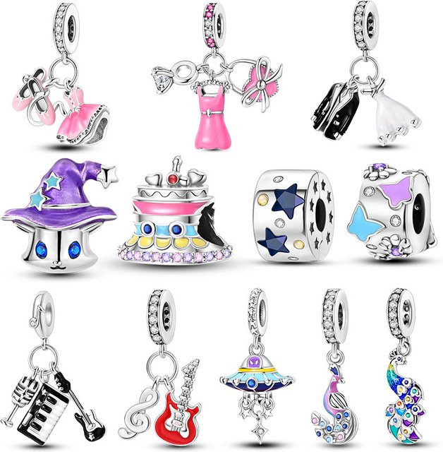 Charms-Perlen 925 Silber, vergoldet, Perle, Zirkonia, Unisex - Bild 1