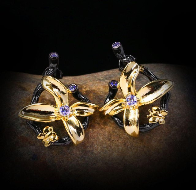 YIRAN Jewelry Ohrringe, Zirkon, zweifarbig, Damen - Bild 1