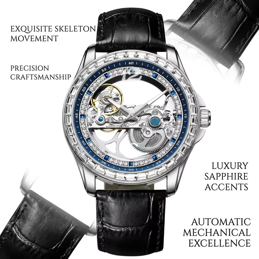 CAROTIF Armbanduhr, Automatik, Leder, Silber, Herren - Bild 2