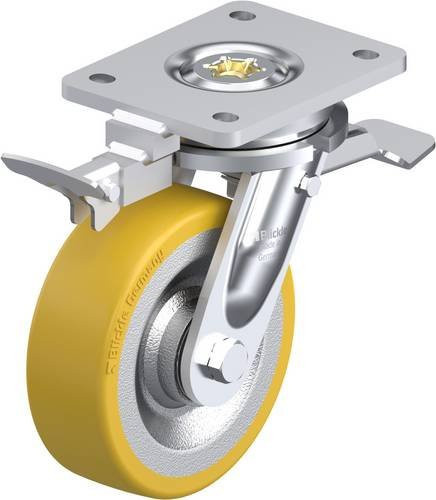 Blickle Lenkrolle LO-SETH 150K-ST-RI4 mit Feststeller in Silber und Braun, Rad-Durchmesser: 150 mm, Tragfähigkeit: 650 kg - Bild 1