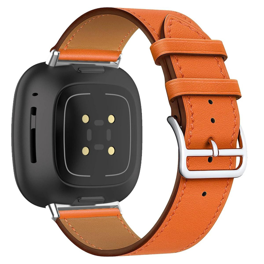 LUJING Lederarmband für Fitbit Versa 4 3 2 1, Versa Lite und Sense 2 Smartwatch in Rot - Bild 4