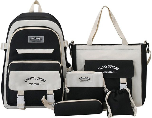 4-teiliges Schultaschen-Set von Weft für Mädchen in Schwarz mit Rucksack, Handtasche und Federmäppchen - Bild 1