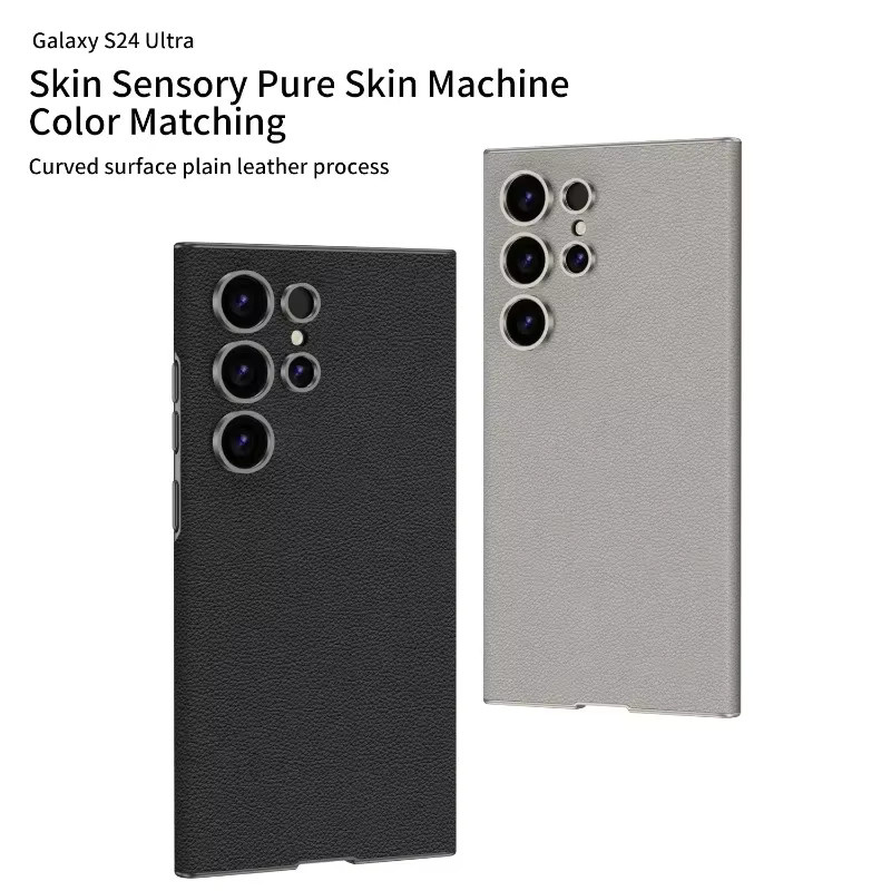 Stoßfeste Handyhülle aus PU-Leder für Samsung Galaxy S25 Ultra, S24 Ultra und S23 Ultra in Grau - Bild 2