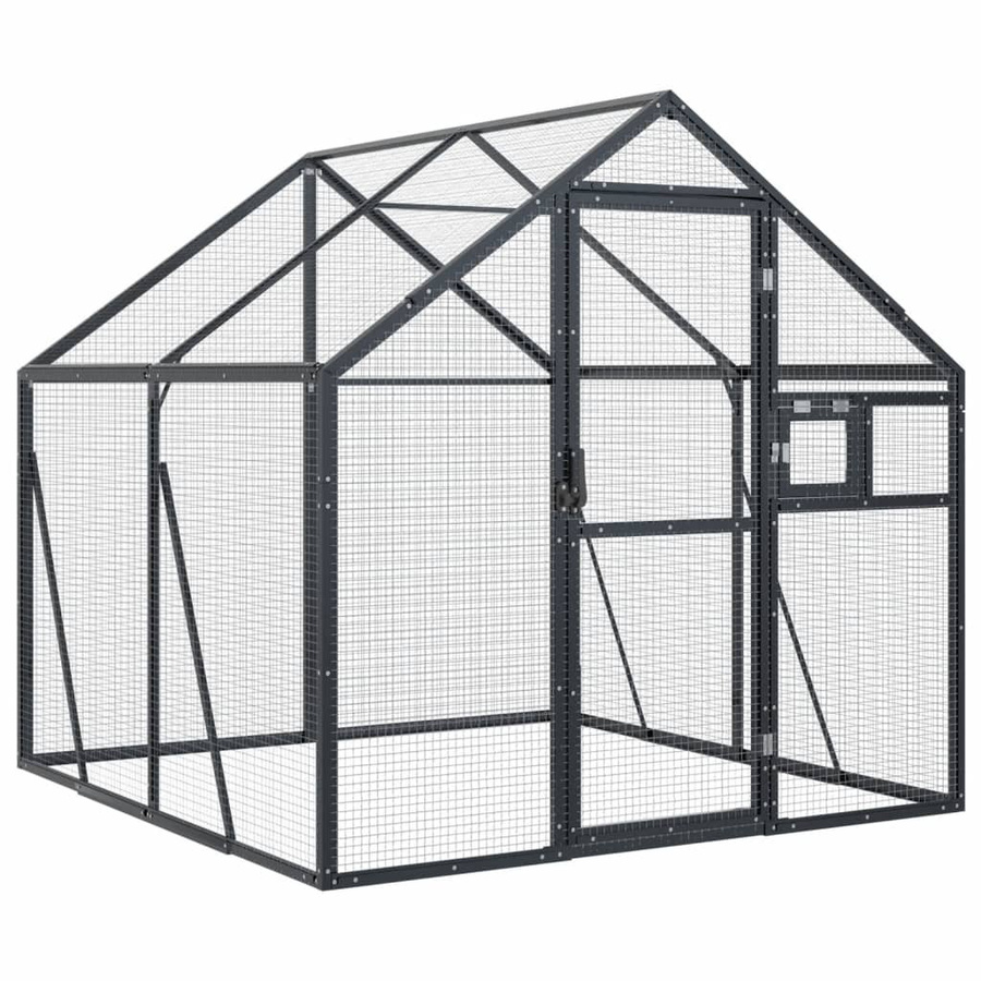 Vidaxl Voliere aus Aluminium in Anthrazit, B/T/H: 179 x 179 x 185 cm - Bild 2