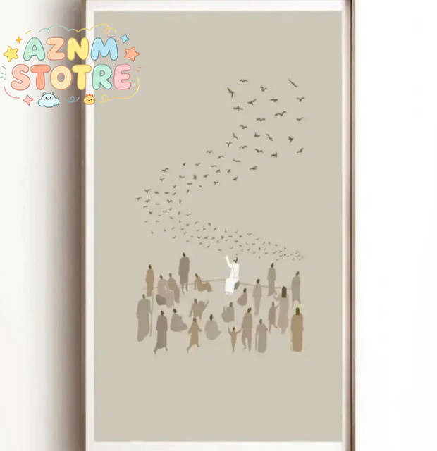 Potdemiel Boho Jesus Christliche Bibel Skizzen Leinwandbild in Beige als dekorative Wandkunst für dein Wohnzimmer oder Schlafzimmer - Bild 1