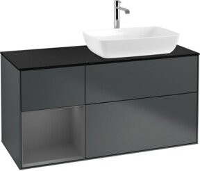 V&B Finion Waschtischunterschrank mit Wandbeleuchtung, Breite: 120 cm, Tiefe: 50,1 cm, Höhe: 50,1 cm, lackiert, matt blau - Bild 1