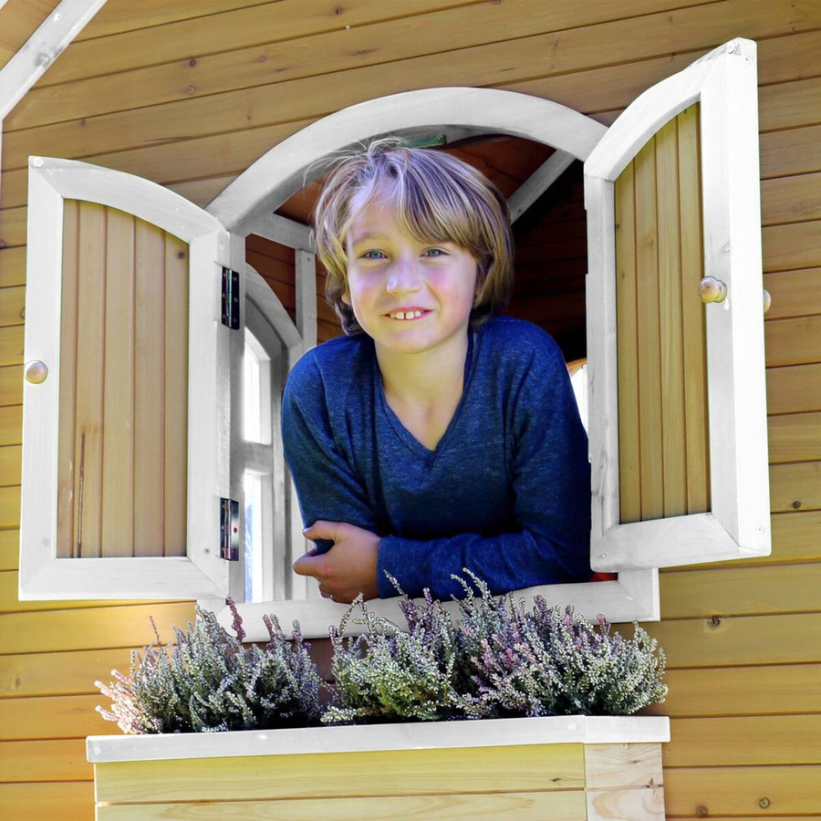 AXI Spielhaus Stef aus Holz in Braun und Weiß mit grauer Rutsche, B/H/T: 349 x 233 x 212 cm - Bild 3