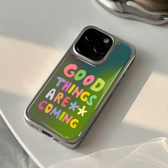 DecoPhone Handyhülle Good Things Are Coming Hydrogel-Schale für iPhone 11 bis 17 Pro Max in Silber/Multicolor - Bild 1
