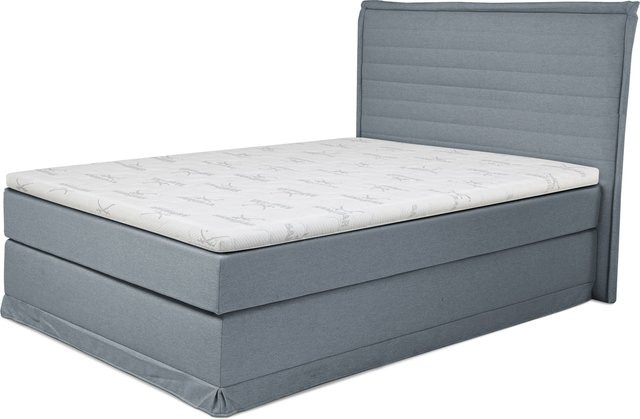 Boxspringbett SANSIBAR Langeoog in Blau mit Stoffbezug und Bonell-Federkern, B/T: 120 x 200 cm - Bild 1