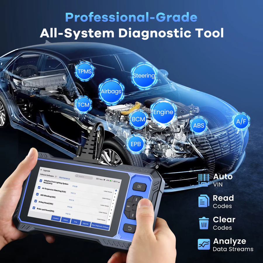 MUCAR 682 KI-gestütztes OBD2-Diagnosegerät in Schwarz mit OE-Level Vollsystem-Diagnose, 20 Resets und bidirektionaler CAN FD Funktion - Bild 2