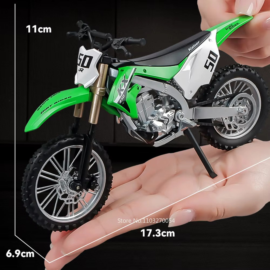 MAKEDA Kawasaki KX450 Ninja 400 Motorrad Modell, 1:12, Metall, Grün - Bild 5