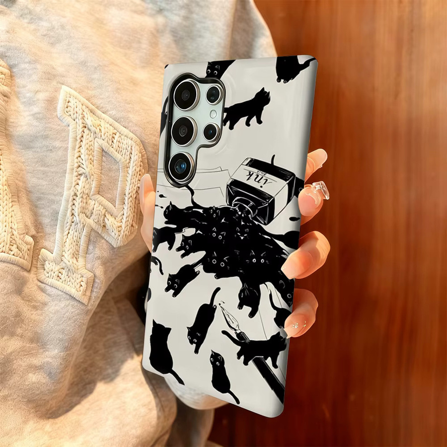 Potdemiel Handyhülle Ink Blot Cat Swarm für Samsung Galaxy S25 Ultra, S24 und S23 Ultra Plus, stoßfeste doppellagige Rückseite, Multicolour - Bild 2