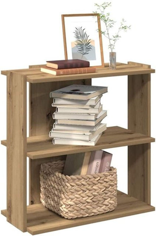 Bücherregal vidaxl mit 3 Böden in Eiche Natur, Holzwerkstoff, Skandinavisch, B/T/H: 60 x 30 x 60 cm - Bild 1