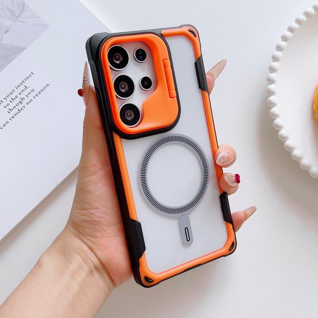 Stoßfeste Rüstung Handyhülle für Samsung Galaxy S25 Ultra S24 Plus S25 Edge mit MagSafe Kompatibilität in Orange - Bild 1