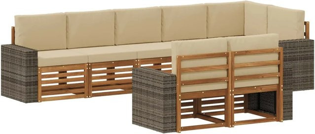 vidaXL Sofagarnitur aus Massivholz Akazie im modernen Latten-Design in Natur-beige - Bild 1