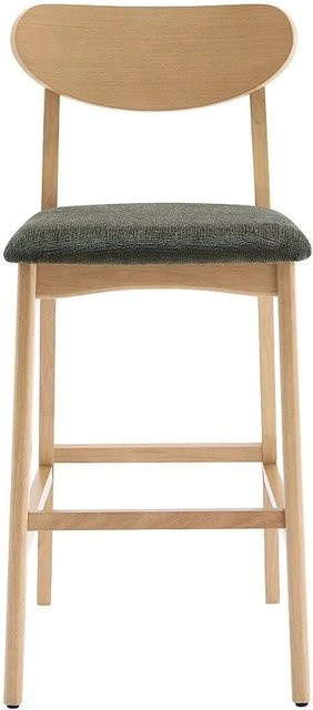 Vente-unique Barhocker Lerania in Khaki mit Holzgestell und Stoffbezug, Höhe: 107,5 cm, Breite: 49 cm, Tiefe: 52,5 cm - Bild 1