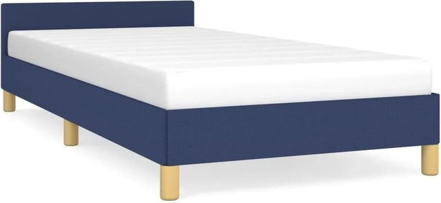 vidaXL Bettgestell mit Kopfteil in Blau aus Stoff, B/T/H: 90 x 190 x 103 cm - Bild 1