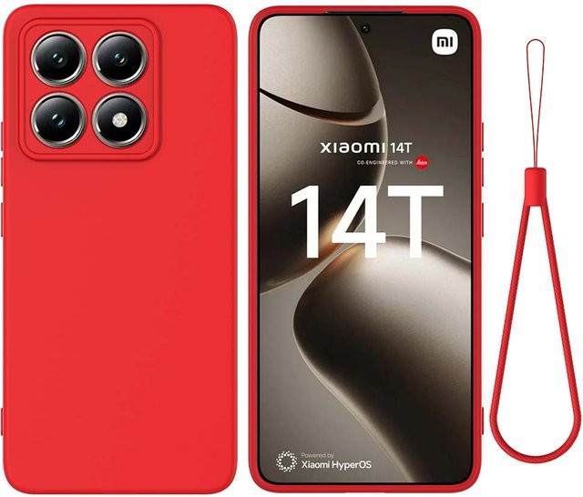 Stoßfeste Flüssigsilikon-Schutzhülle für Xiaomi Mi 14 Pro und 14T Ultra in Rot - Bild 1