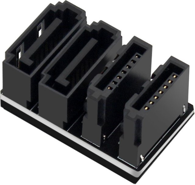 OULLX Doppel SATA 7Pin Buchse auf 7Pin Stecker, 90 und 180 Grad abgewinkelt, Netzteil Konverter für Mainboard und PC, Schwarz - Bild 1