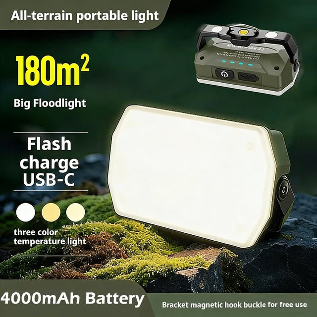 NEWBIRTH Tragbare Outdoor-Camping-Laterne mit 4000 mAh Akku, wiederaufladbares Arbeitslicht mit Magnet und Notlichtfunktion, Weiß - Bild 1