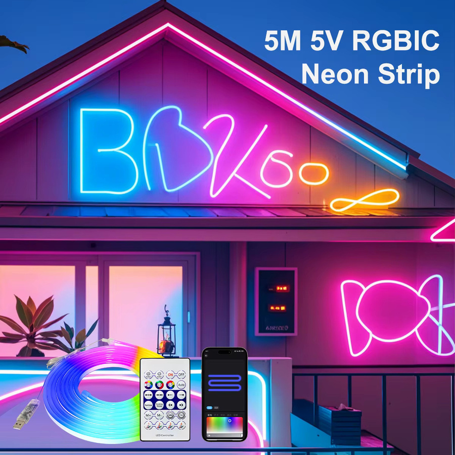 SerRickDon RGBIC Neon-LED-Streifenlicht Multicolour, Intelligentes WiFi USB-LED-Band mit Dreamcolor Chasing & Music Sync, Alexa und Google Assistant Sprachsteuerung für Gaming und Party-Dekoration - Bild 3