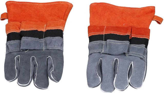 OutsideWorld Verbrühschutzhandschuhe aus Rindsleder in Orange, feuerbeständige Hochtemperatur-Schutzhandschuhe für Camping und Grill - Bild 1