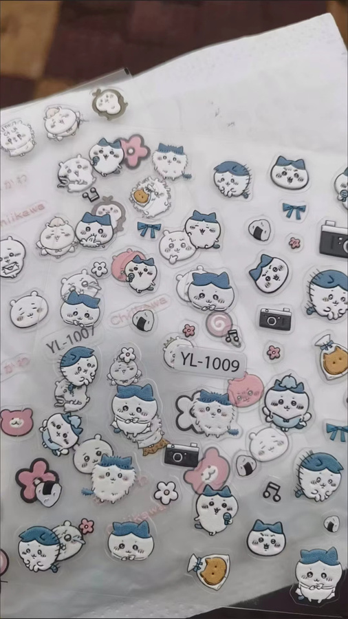 Yiji Nail Art Sticker, Cartoon Character 3D Embossed, Waterproof - Bild 2