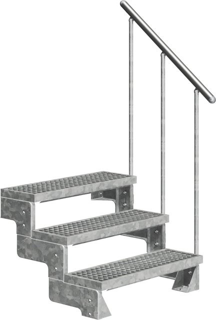 Dolle Außentreppe Gardentop mit 3 Gitterroststufen und Geländer aus Stahl und Aluminium, Breite: 80 cm - Bild 1