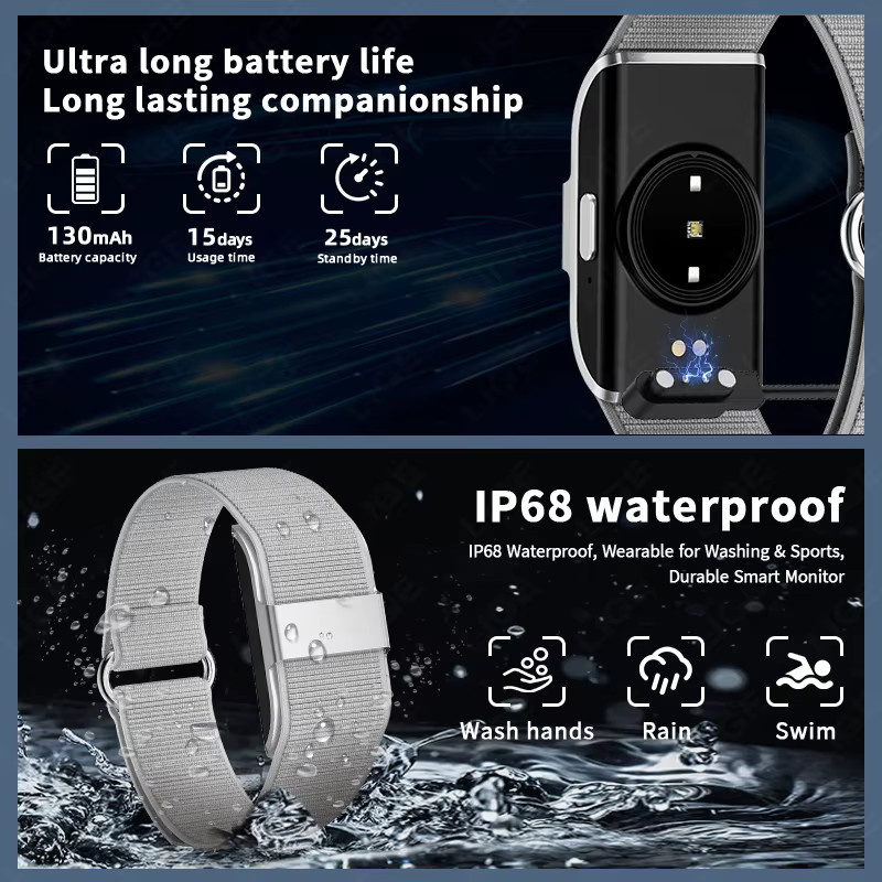 FOXBOX Smart-Armband für Herren in Grau mit Herzfrequenz- und Schlafüberwachung, IP68 wasserdicht und ohne Bildschirm - Bild 5