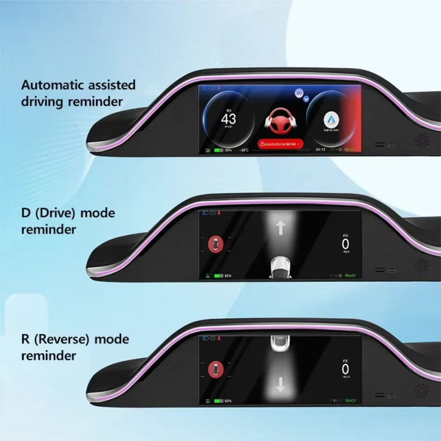 PUOU Digitales Instrumententafel-Display für Tesla Model 3 2025 Highland, 8,9 Zoll Navigationsdisplay mit Kamera, Schwarz - Bild 3