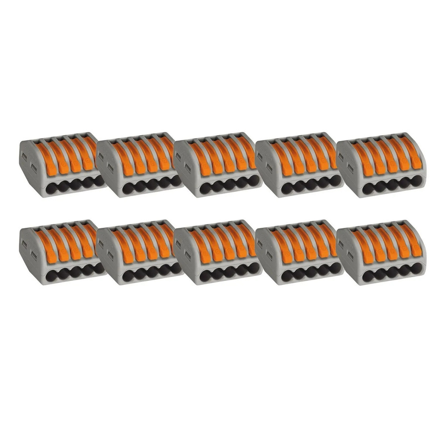 vasalat Set WAGO 222 Verbindungsklemmen 5-polig 0,08-4 mm² mit Hebel, 10 Stück, grau und orange - Bild 2
