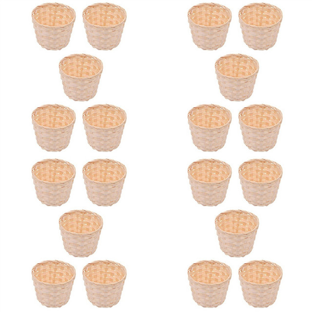 20 Stück Mini-gewebte Körbe in Beige für Partygeschenke und Basteldekoration, B/H: 7,5 x 6 cm - Bild 1