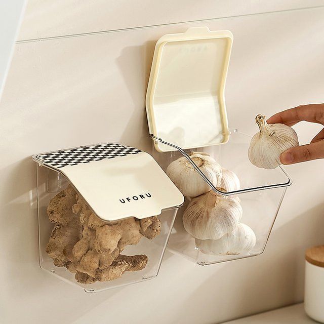 PGY Aufbewahrungsbox für Küche zur Wandmontage, staubdichte und feuchtigkeitsbeständige Lebensmittel-Aufbewahrung aus transparentem Kunststoff mit Snap-Lid-Deckel - Bild 1