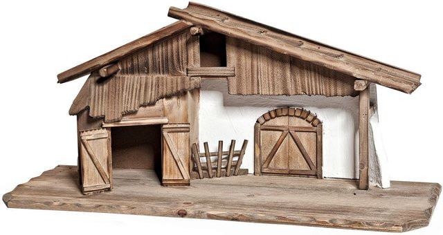 VBS Krippe Dekohaus aus Holz in Braun für die Weihnachtszeit, B/T/H: 27,0 x 20,0 x 20,0 cm - Bild 1