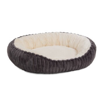 Wallace & Jones Katzenbett Cameron in Anthrazit, Beige und Grau mit Cord- und Samtbezug und rutschfester Unterseite, B/T/H: 55 x 45 x 17 cm - Bild 2