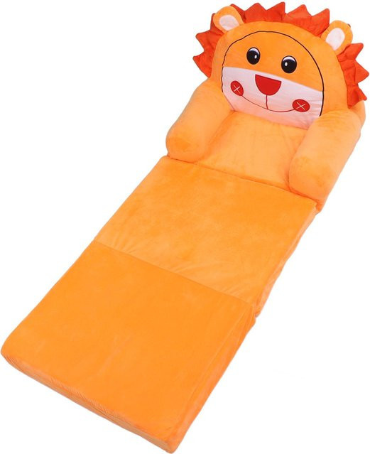 Nensit Faltbares Kindersofa mit Tierprint, weich und atmungsaktiv, aufklappbares Kleinkindbett in Orange - Bild 1