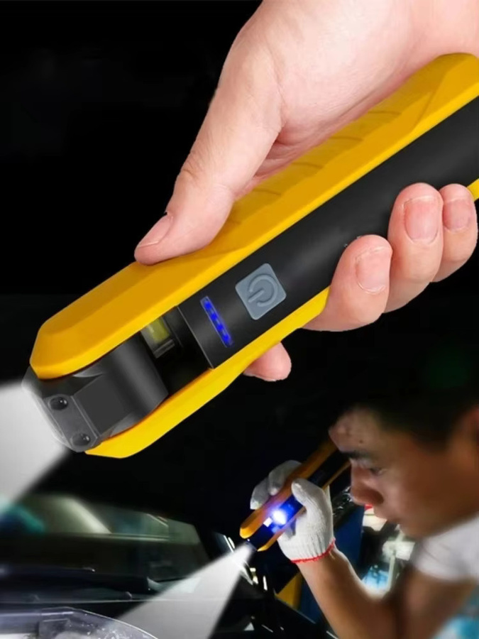 Tragbare LED-Taschenlampe mit COB-Arbeitsleuchte in Schwarz, USB wiederaufladbar mit Magnetfunktion und 4 Beleuchtungsmodi für Outdoor, Camping und Autoreparatur - Bild 7