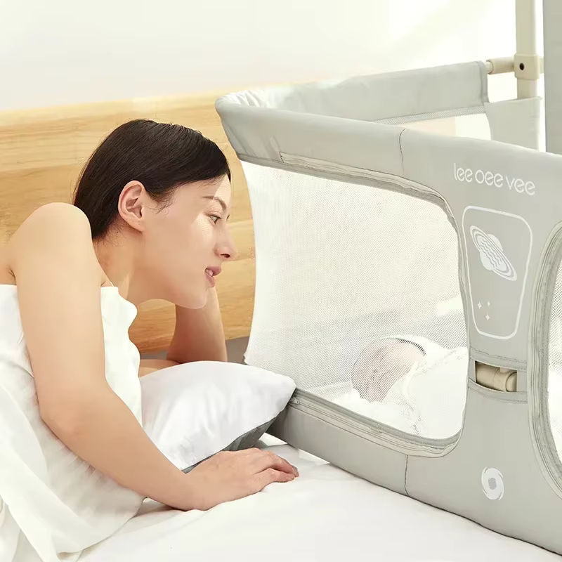 Faltbares Babybett von YBYMBI in Grün mit Sicherheitsgeländer und doppeltem Verwendungszweck für das Kinderzimmer - Bild 3